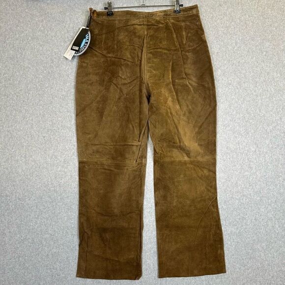 Brandon Thomas Women’s Petite 12 Genuine Leather Suede Pants brown tan - Picture 5 of 7